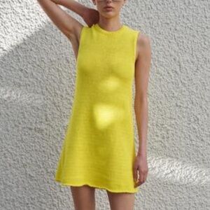 Zara Vibrant Yellow Knit Mini Dress
